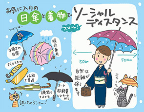 お気に入りの日傘＆着物でソーシャルディスタンス☆の巻