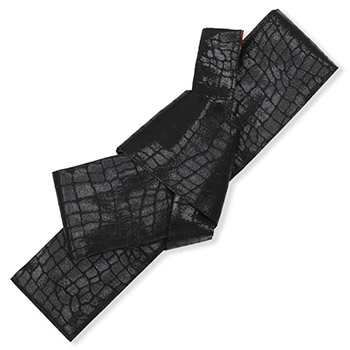 仕立て上がり西陣角帯（クロコダイル/横段鱗）【佐々木染織】（黒×赤）