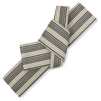 仕立て上がり西陣角帯（縞）【佐々木染織】（アイボリー×グレー）