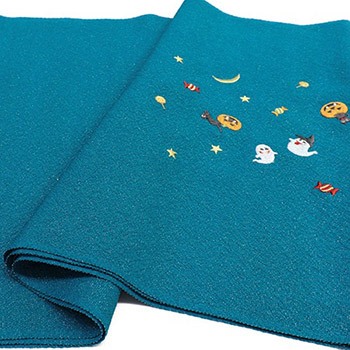 刺繍帯揚（ハロウィン）【いち利モールオリジナル】（青緑）