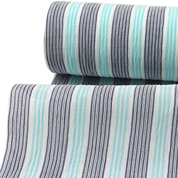 本場小千谷縮（縞）【杉山織物】（水色×紺）