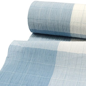 本場小千谷縮（弁慶格子）【杉山織物】（青）