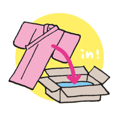 着物を箱に入れるイラスト